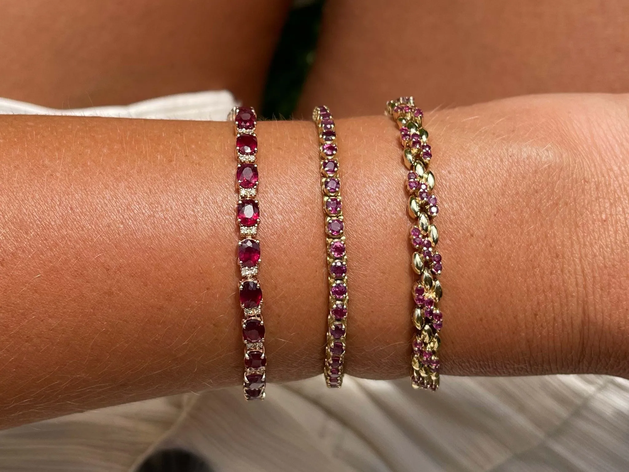 Effy Oval Red Ruby and Diamond Tennis Bracelet in 14k Rose Gold