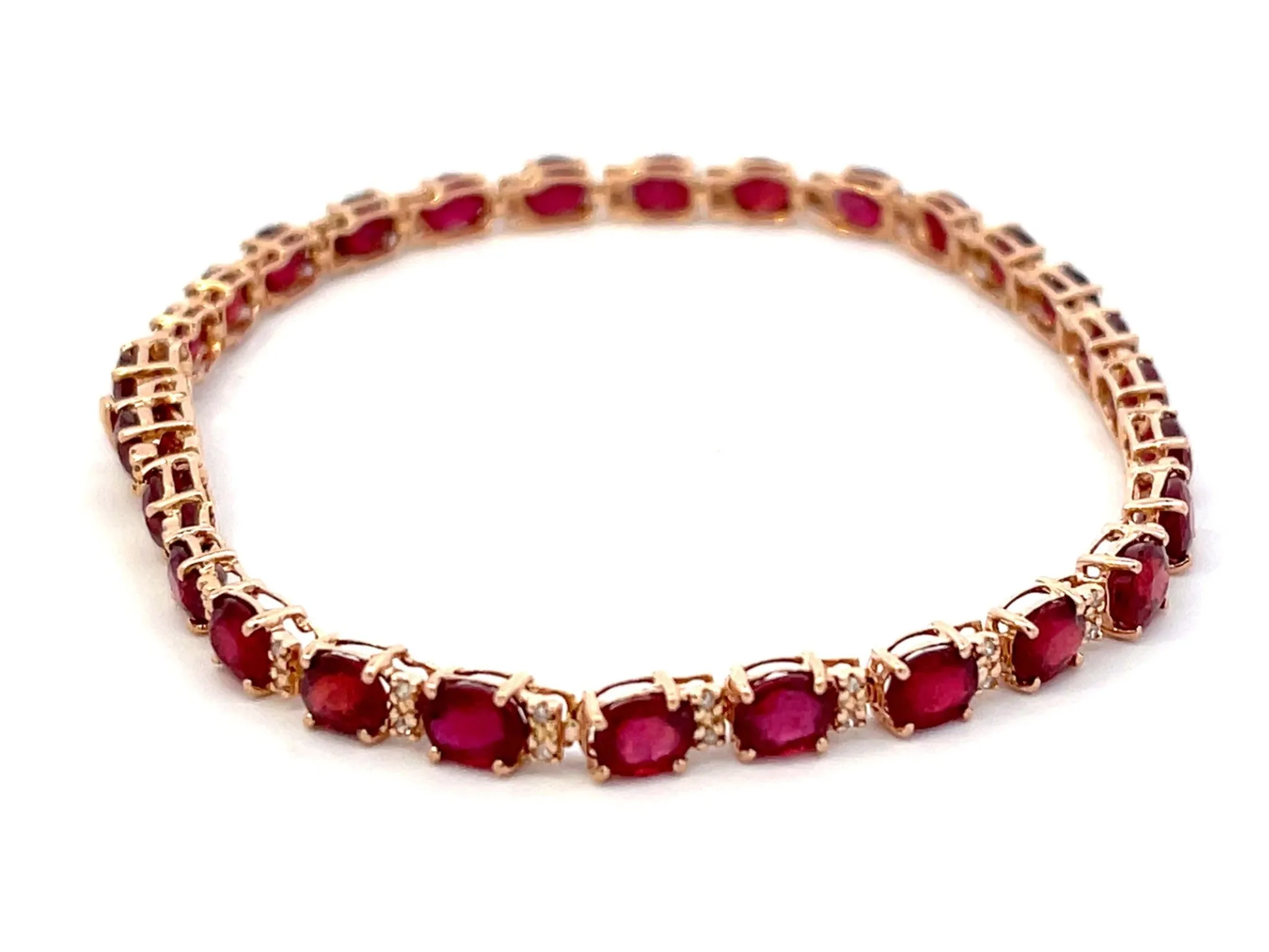 Effy Oval Red Ruby and Diamond Tennis Bracelet in 14k Rose Gold