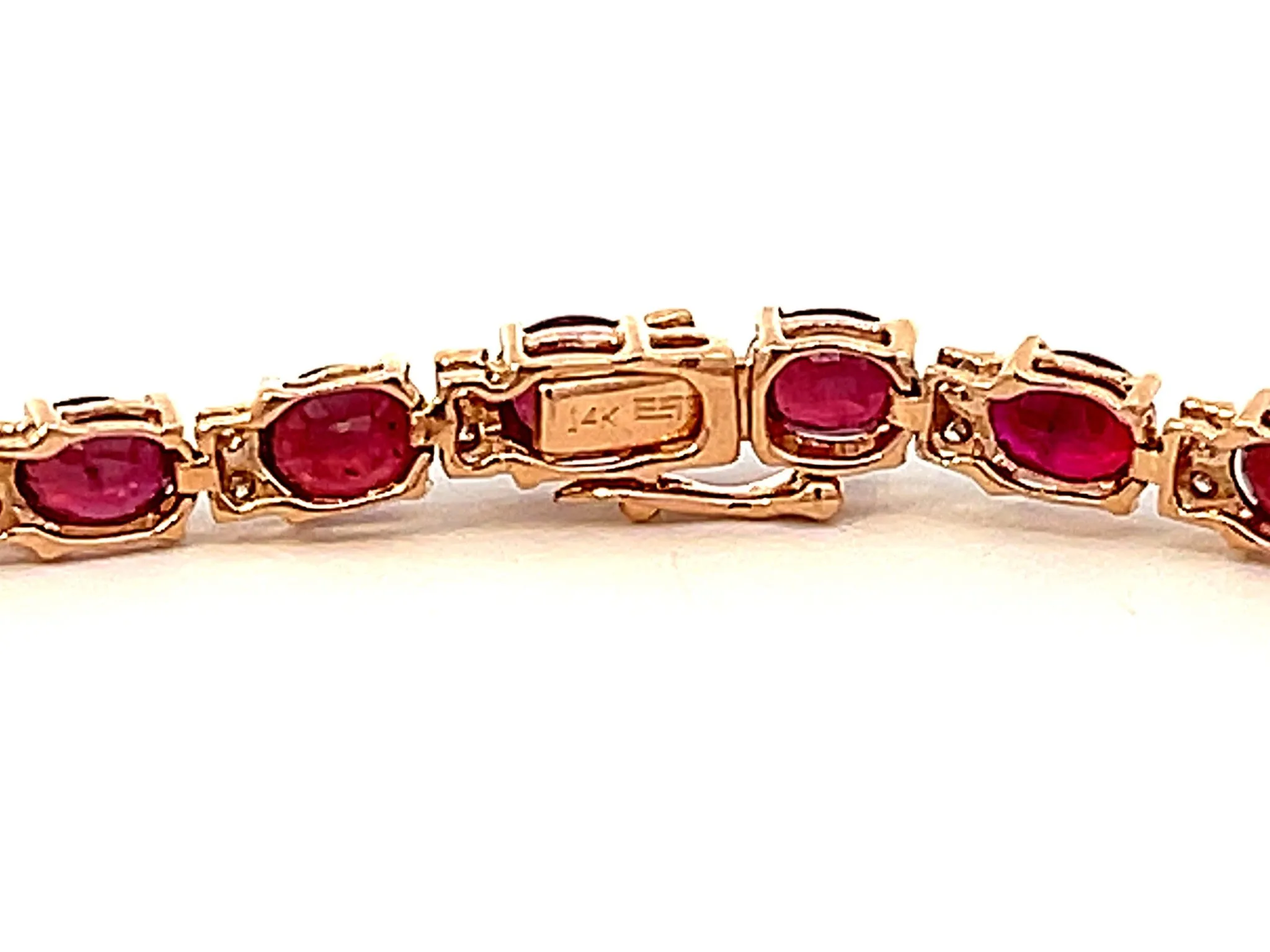 Effy Oval Red Ruby and Diamond Tennis Bracelet in 14k Rose Gold