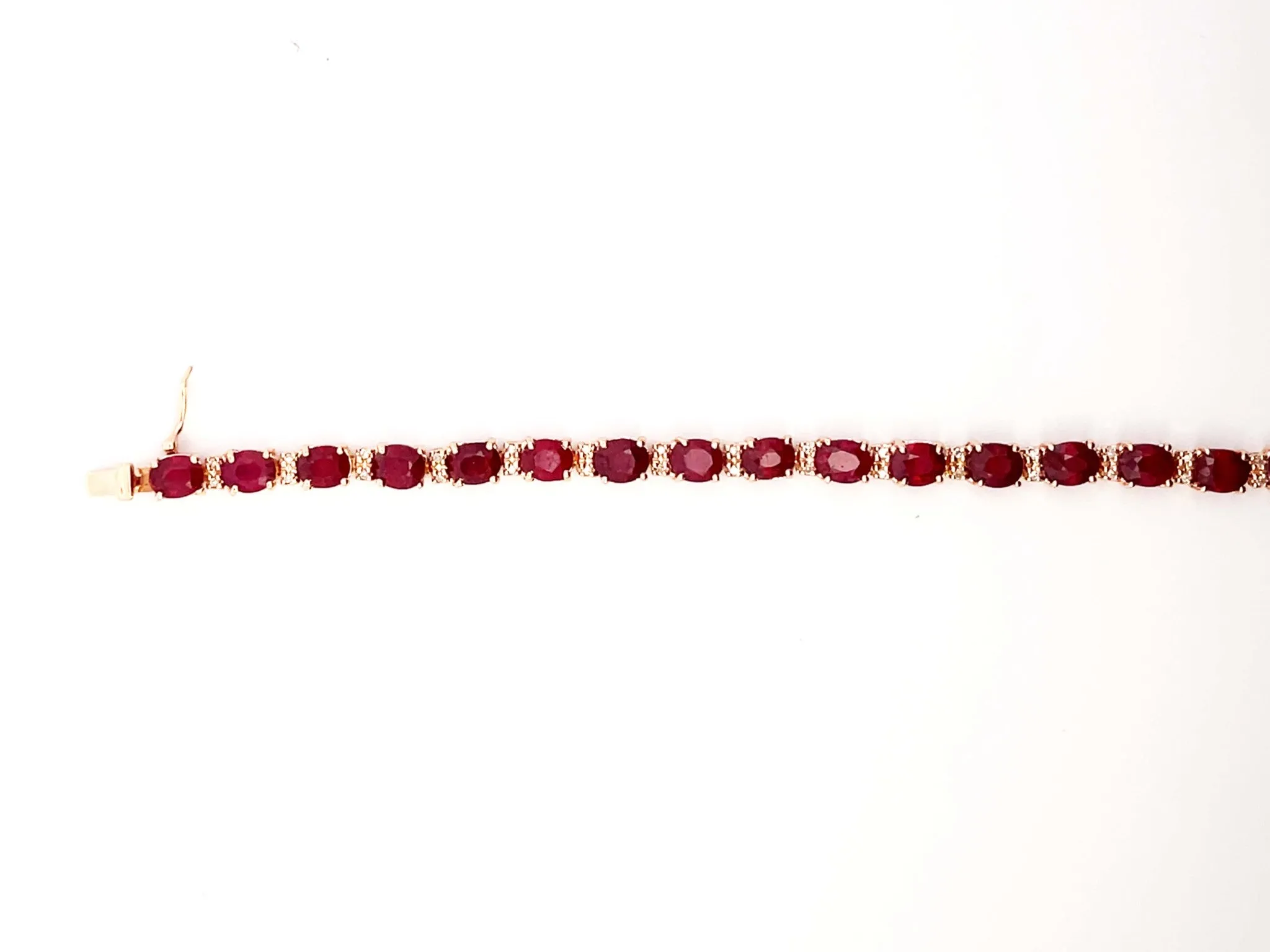 Effy Oval Red Ruby and Diamond Tennis Bracelet in 14k Rose Gold