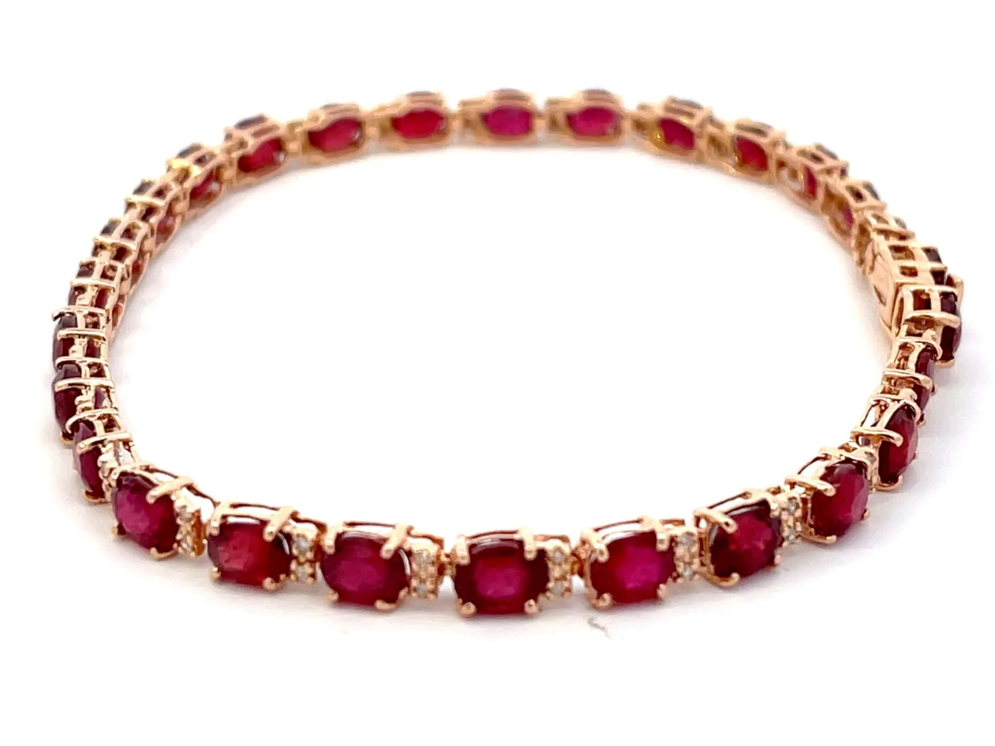 Effy Oval Red Ruby and Diamond Tennis Bracelet in 14k Rose Gold