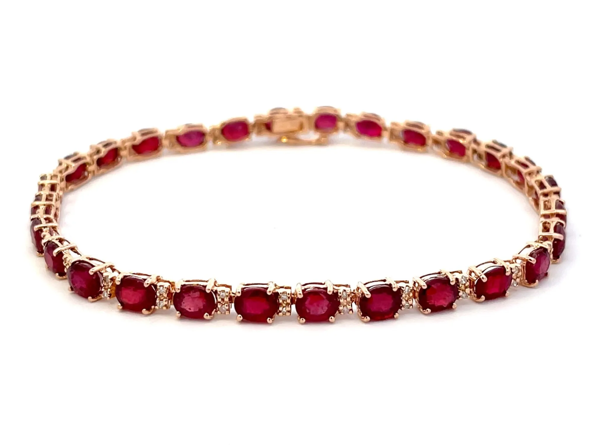Effy Oval Red Ruby and Diamond Tennis Bracelet in 14k Rose Gold