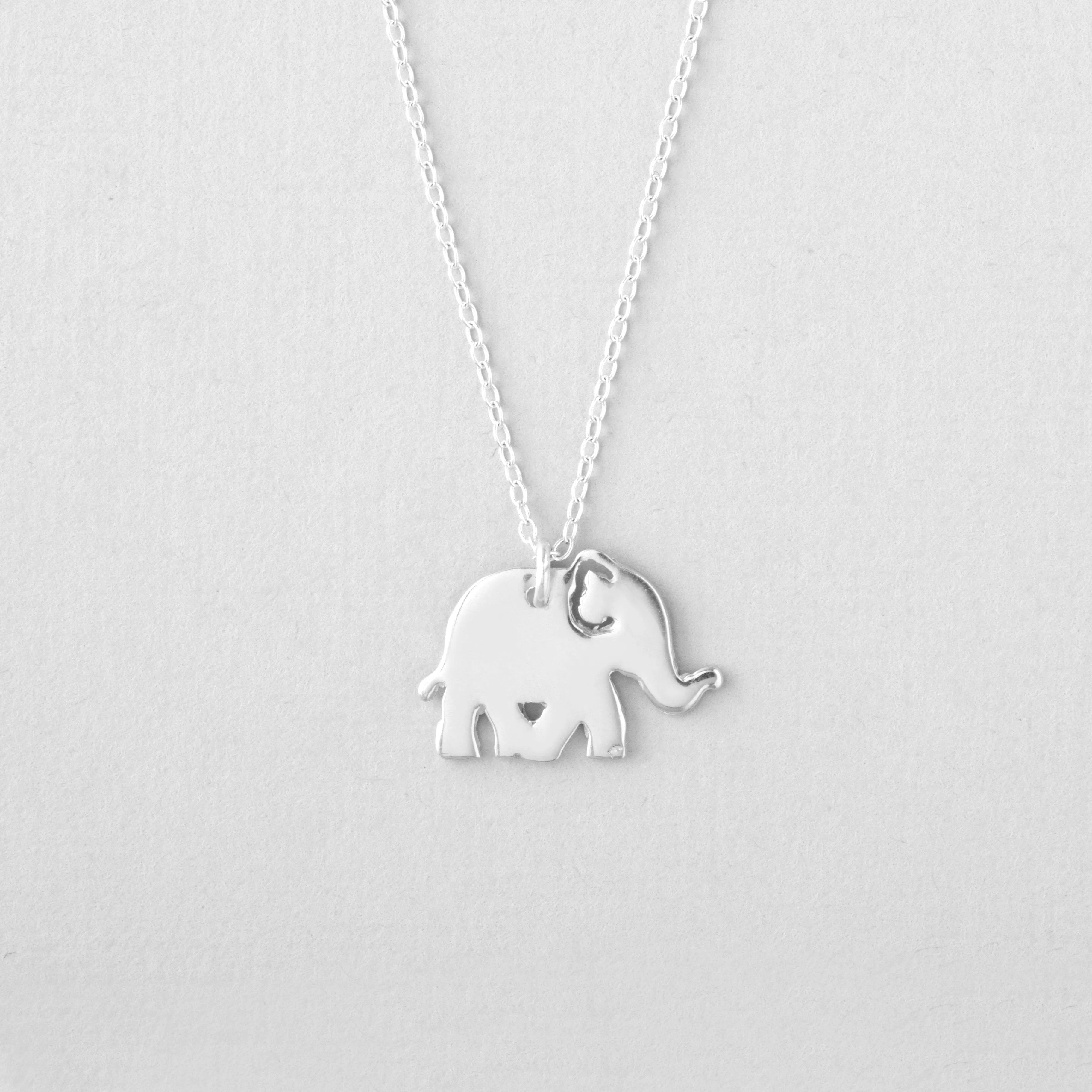 Elephant Necklace - Solid Sterling Silver Jewelry
