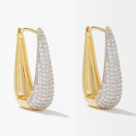 ELONGATED PAVÉ MINI HUGGIE HOOP EARRINGS