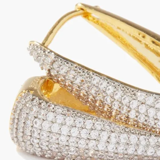 ELONGATED PAVÉ MINI HUGGIE HOOP EARRINGS