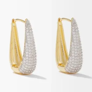 ELONGATED PAVÉ MINI HUGGIE HOOP EARRINGS