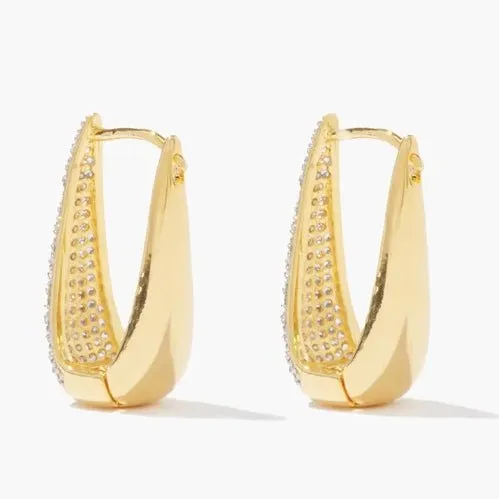 ELONGATED PAVÉ MINI HUGGIE HOOP EARRINGS