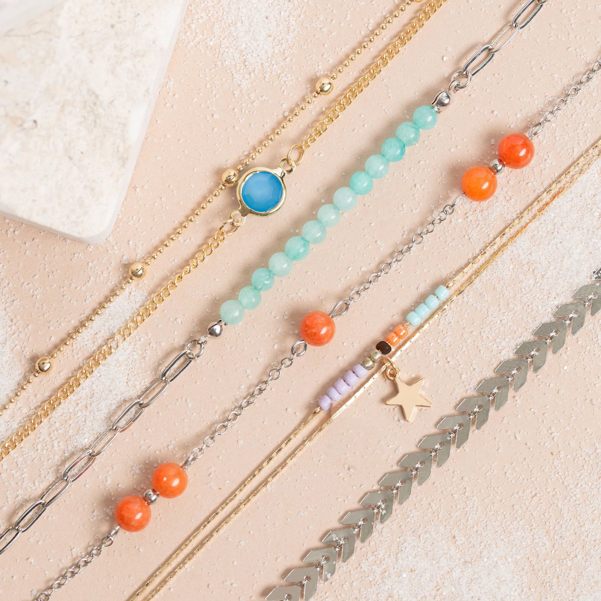 Elsie & Zoey Alexis Beaded Charm Anklet