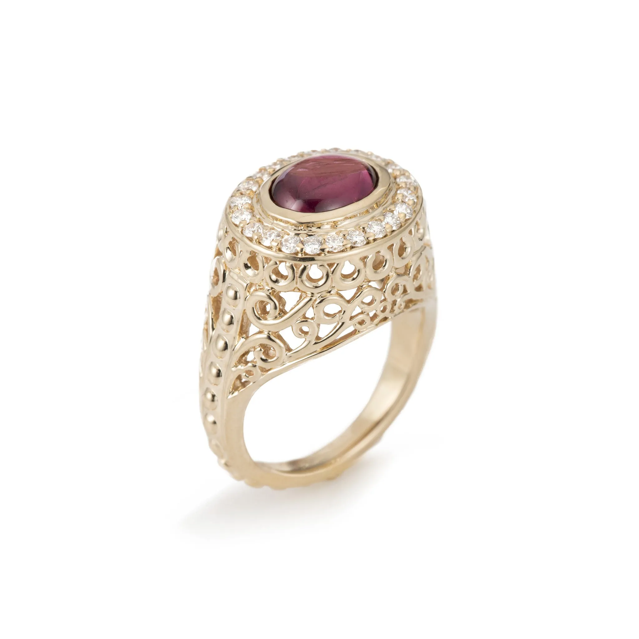 Emmeline Cocktail Ring- Rhodolite