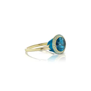 Enamel Cocktail Ring in London Blue Topaz