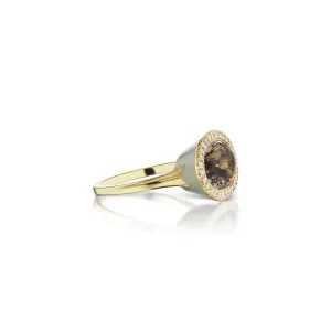 Enamel Cocktail Ring in Smokey Topaz