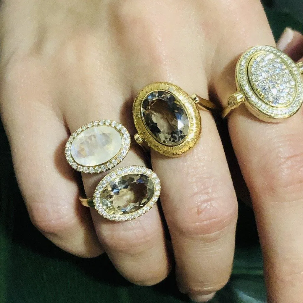 Enamel Cocktail Ring in Smokey Topaz