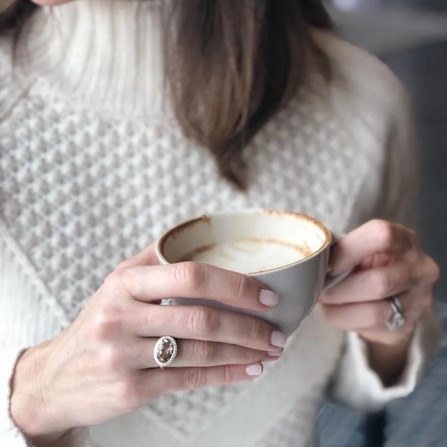 Enamel Cocktail Ring in Smokey Topaz