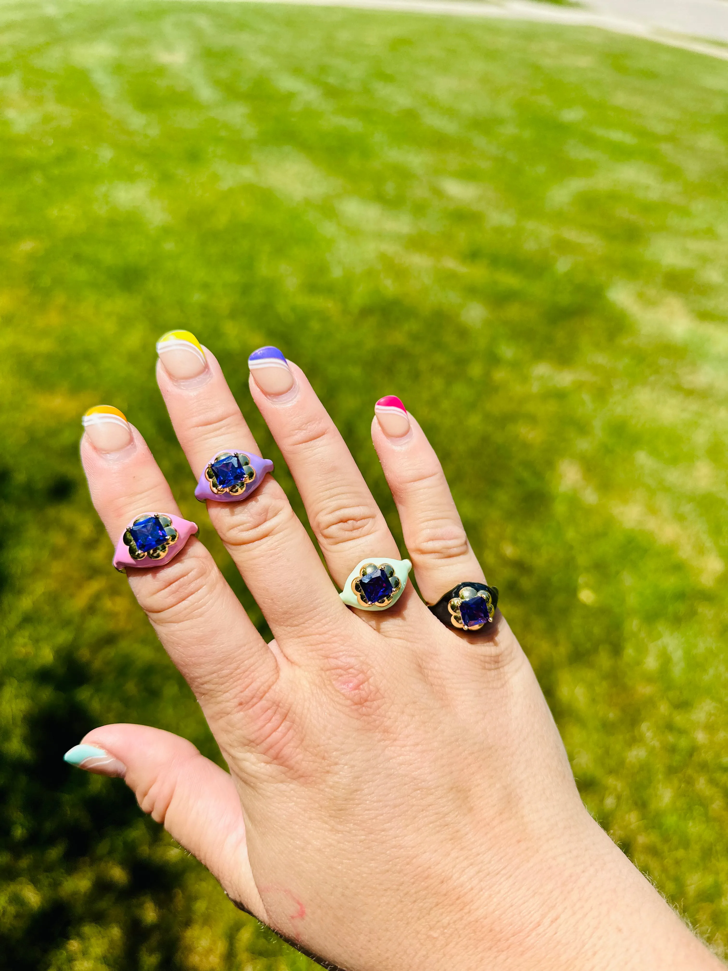 Enamel Gem Rings
