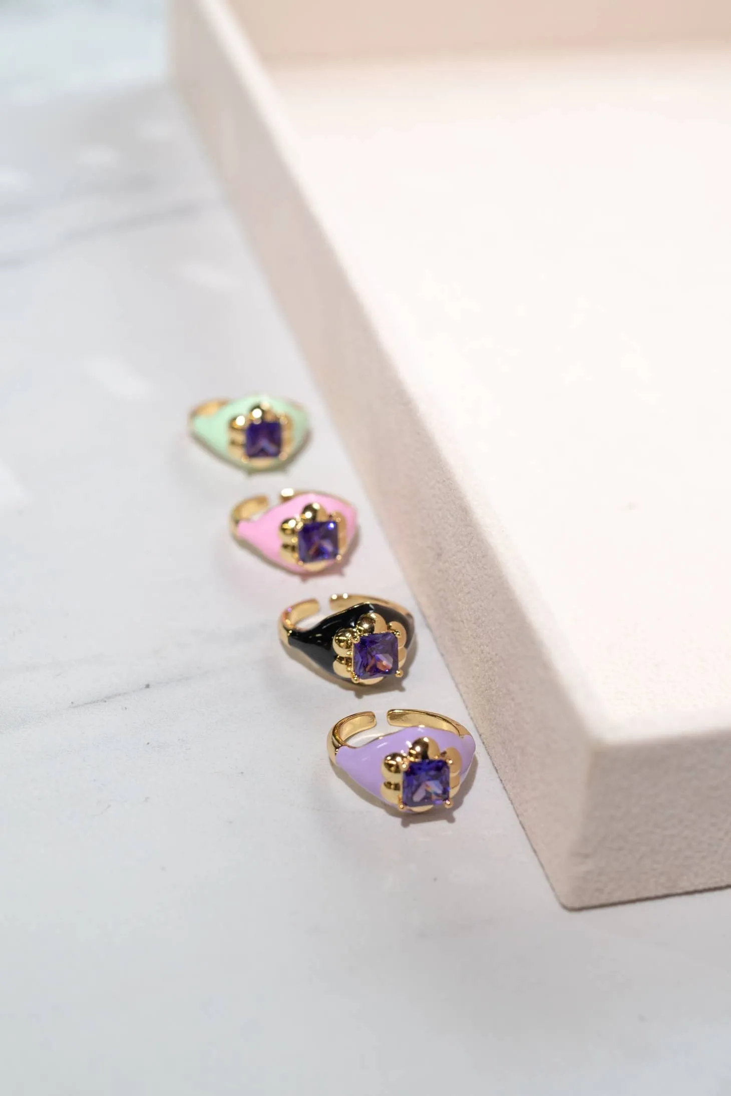 Enamel Gem Rings