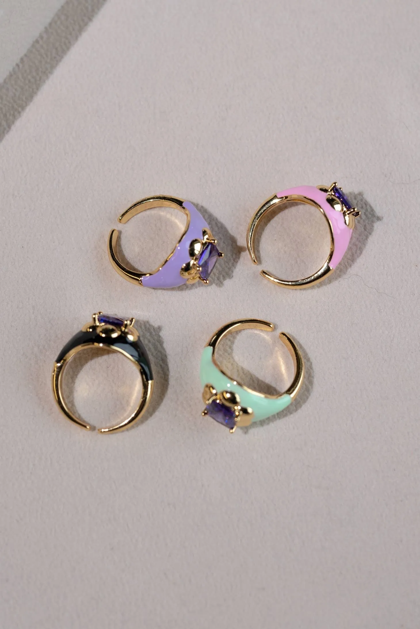 Enamel Gem Rings