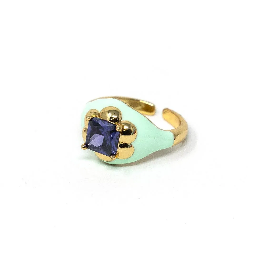 Enamel Gem Rings