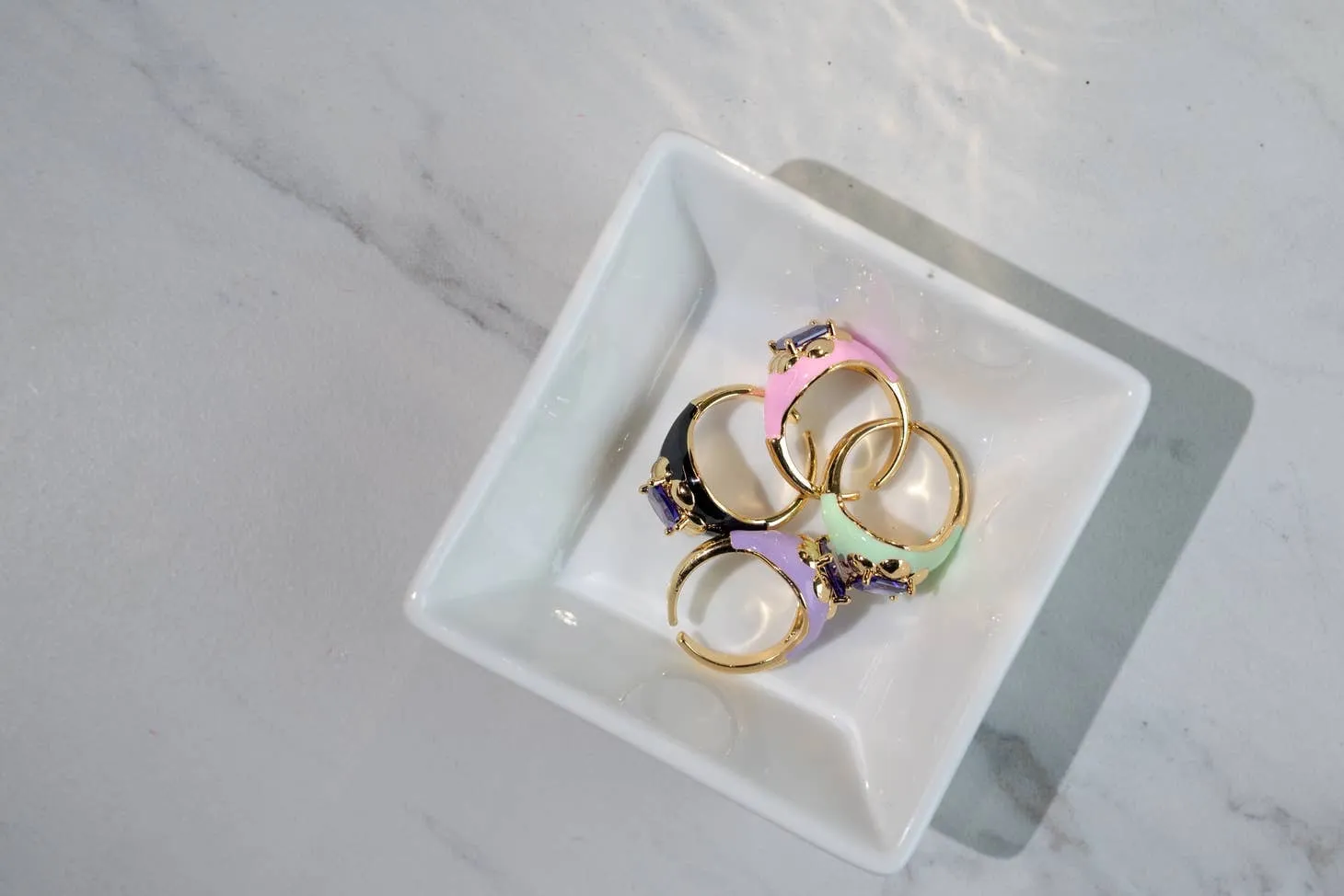 Enamel Gem Rings