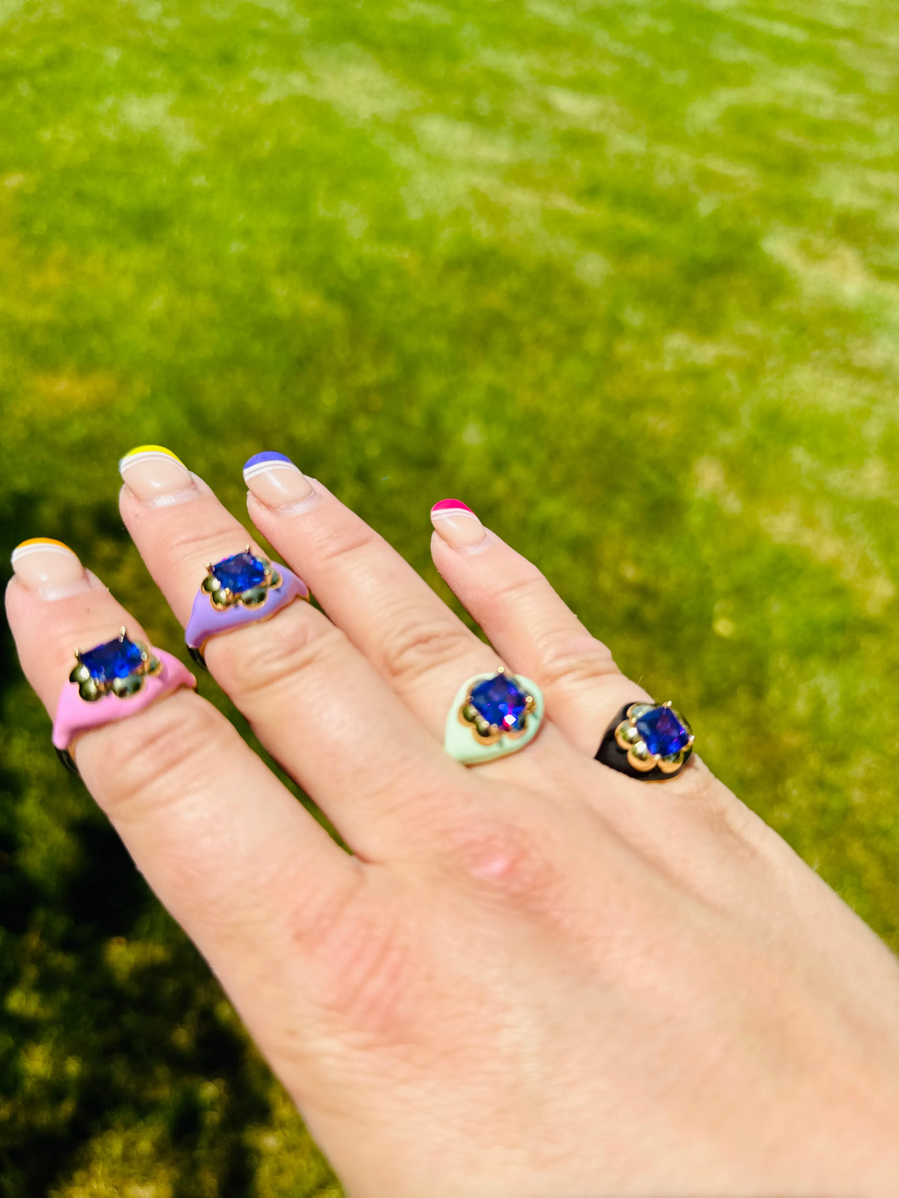 Enamel Gem Rings