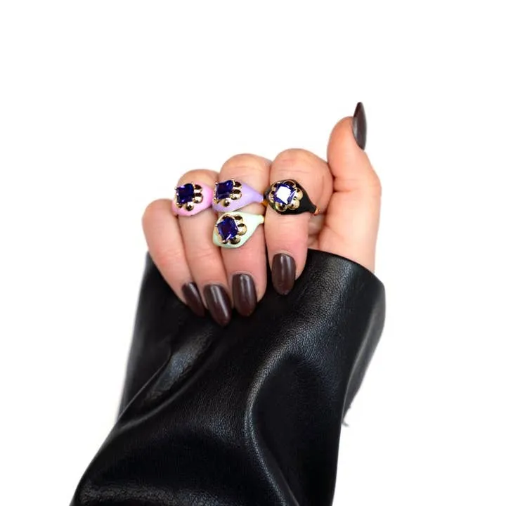 Enamel Gem Rings