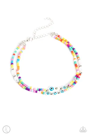 Enchanting Energy - Multi - Seed Bead Evil Eye Charm Paparazzi Anklet