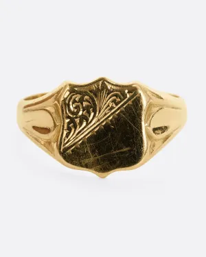 English Crest Signet Ring