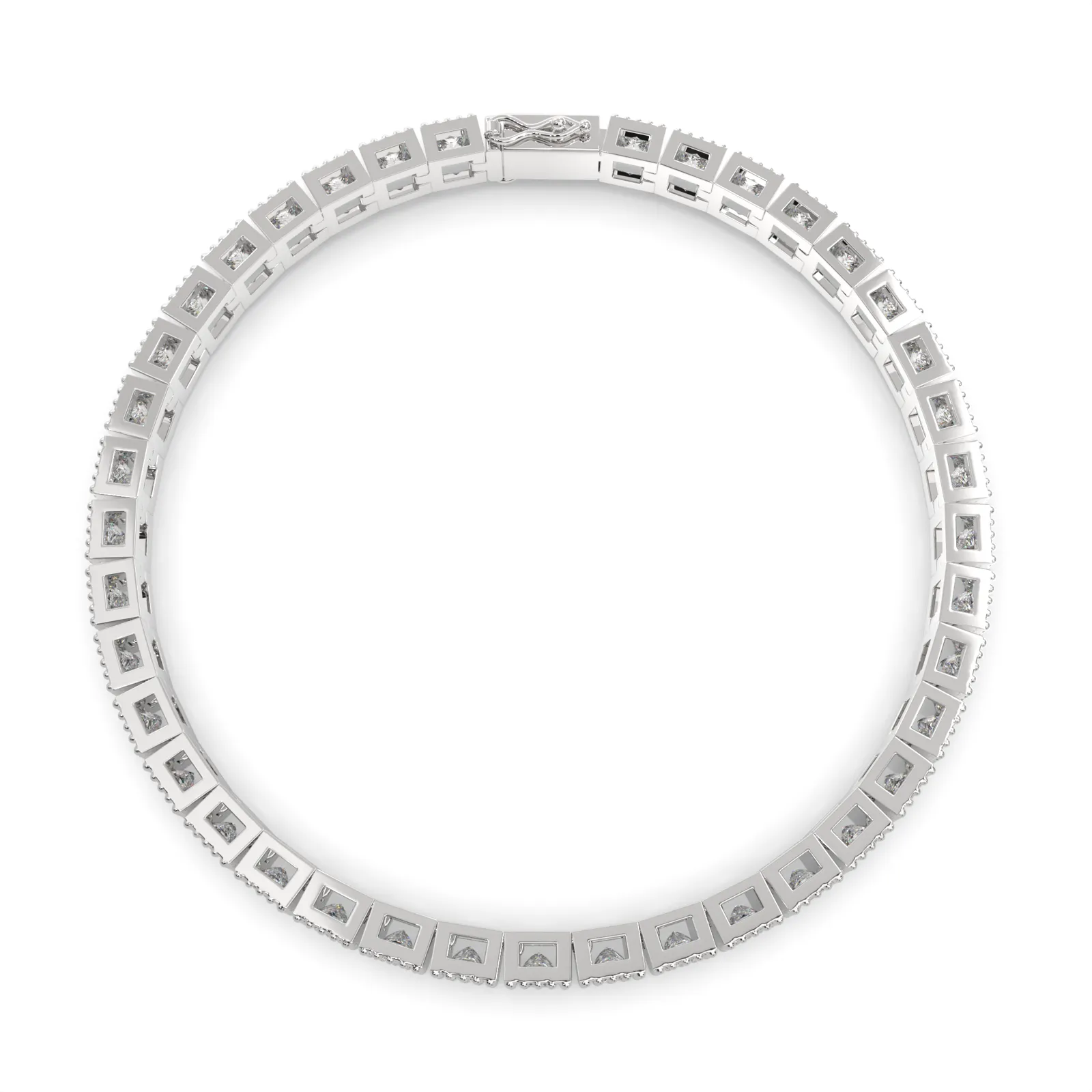 Eulalie Princess Cut Diamond Tennis Bracelet Milgrain Bezel (6 ctw)