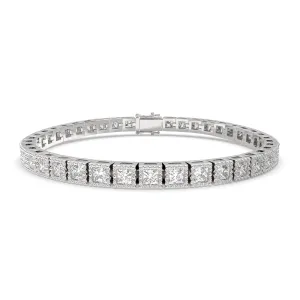 Eulalie Princess Cut Diamond Tennis Bracelet Milgrain Bezel (6 ctw)