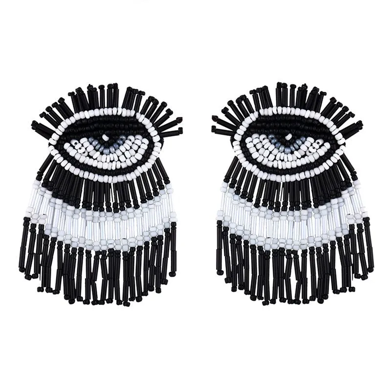 Evil Eye Beaded Tassel Earrings