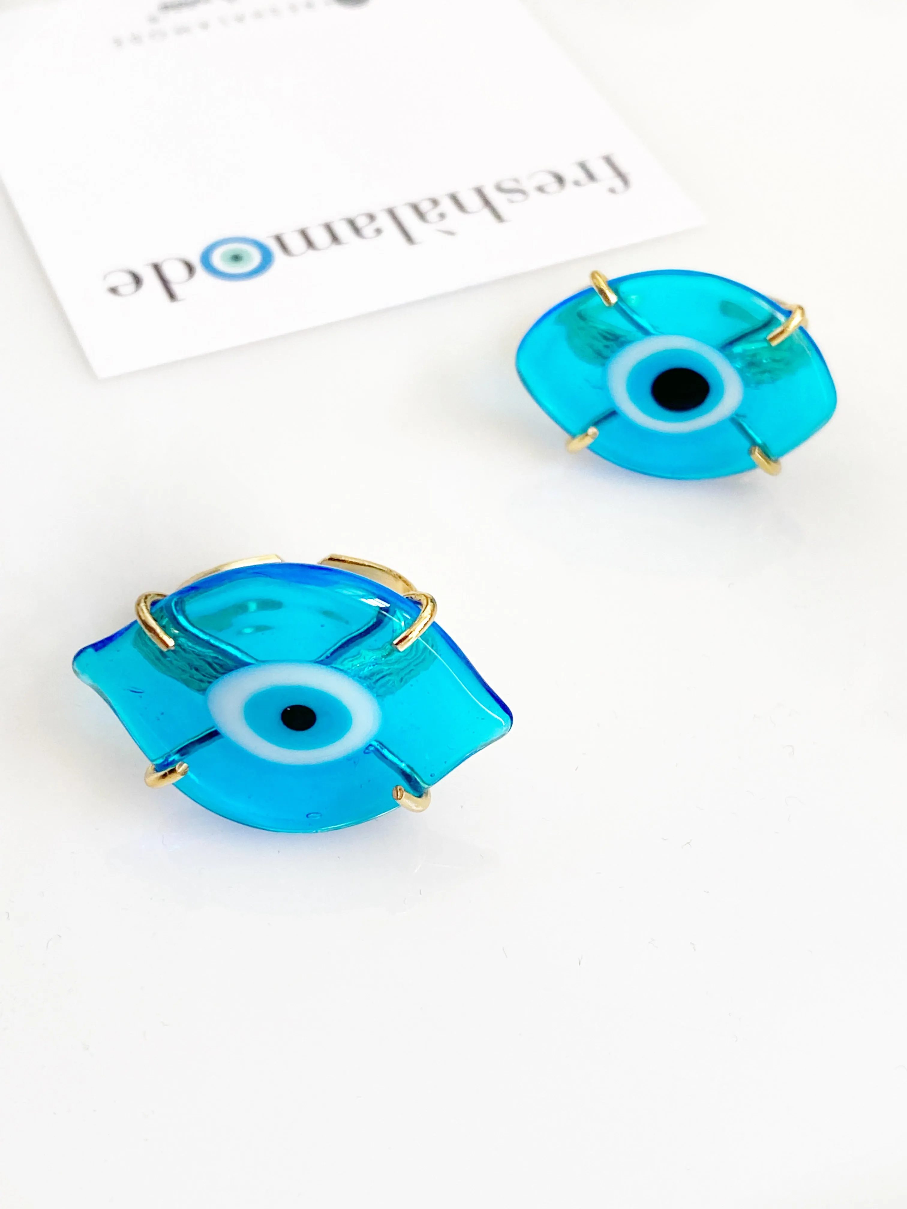 Evil Eye Turquoise Glass Ring