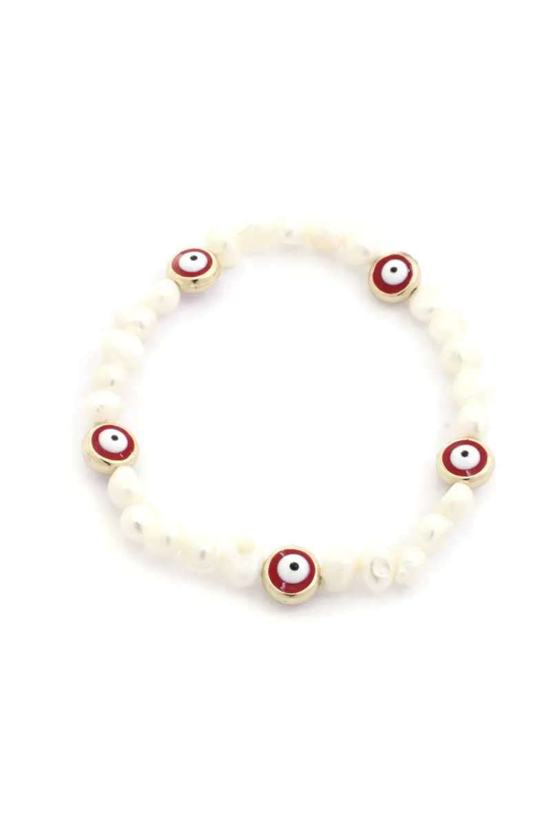 Eye Pearl Bead Stretch Bracelet