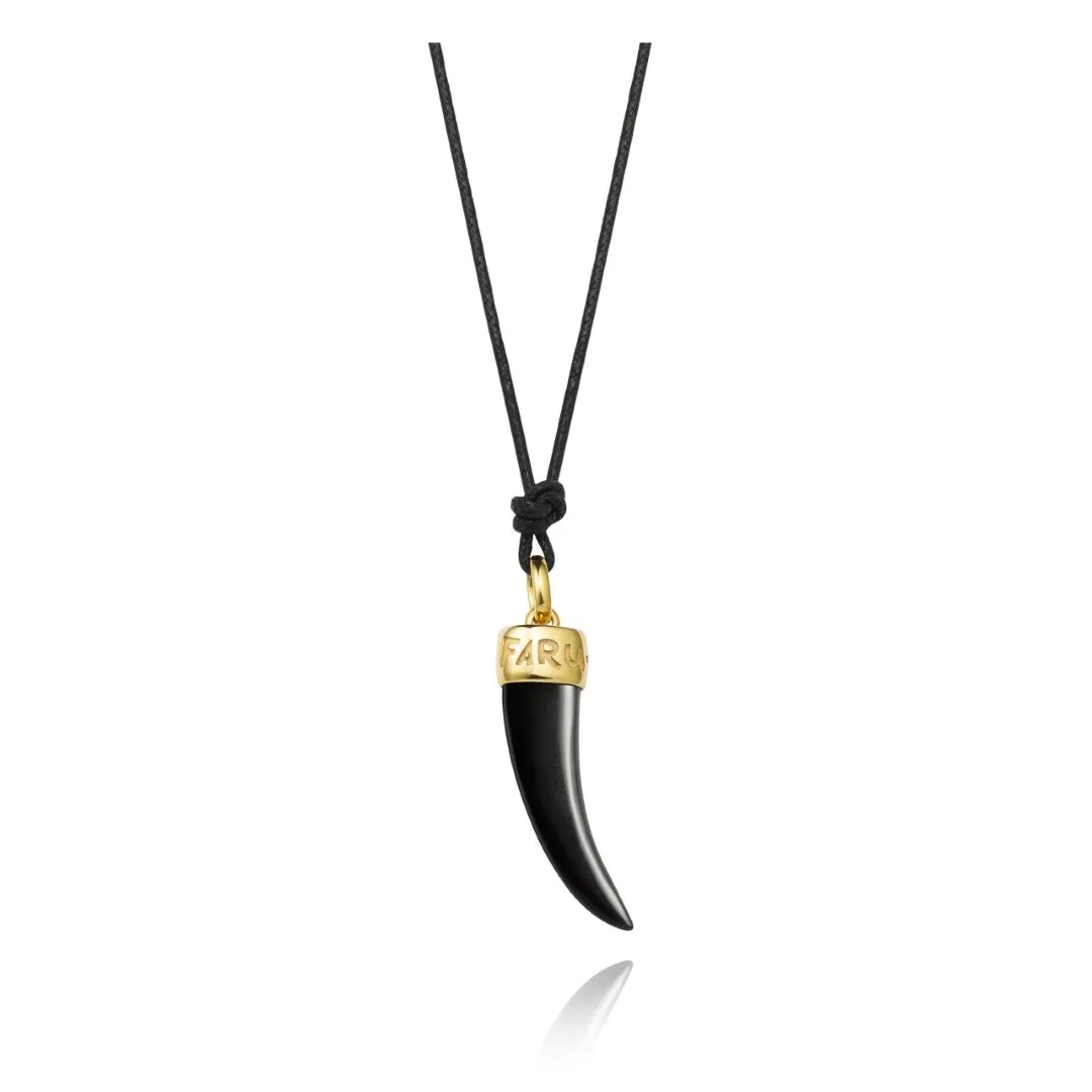 Faru Large Horn Pendant on Leather