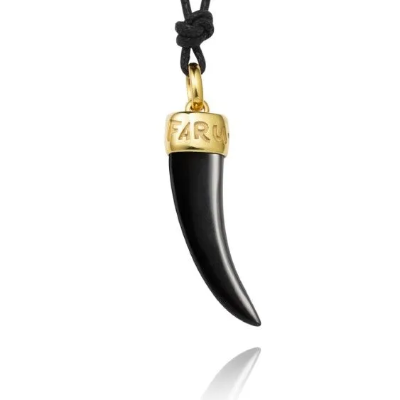 Faru Large Horn Pendant on Leather