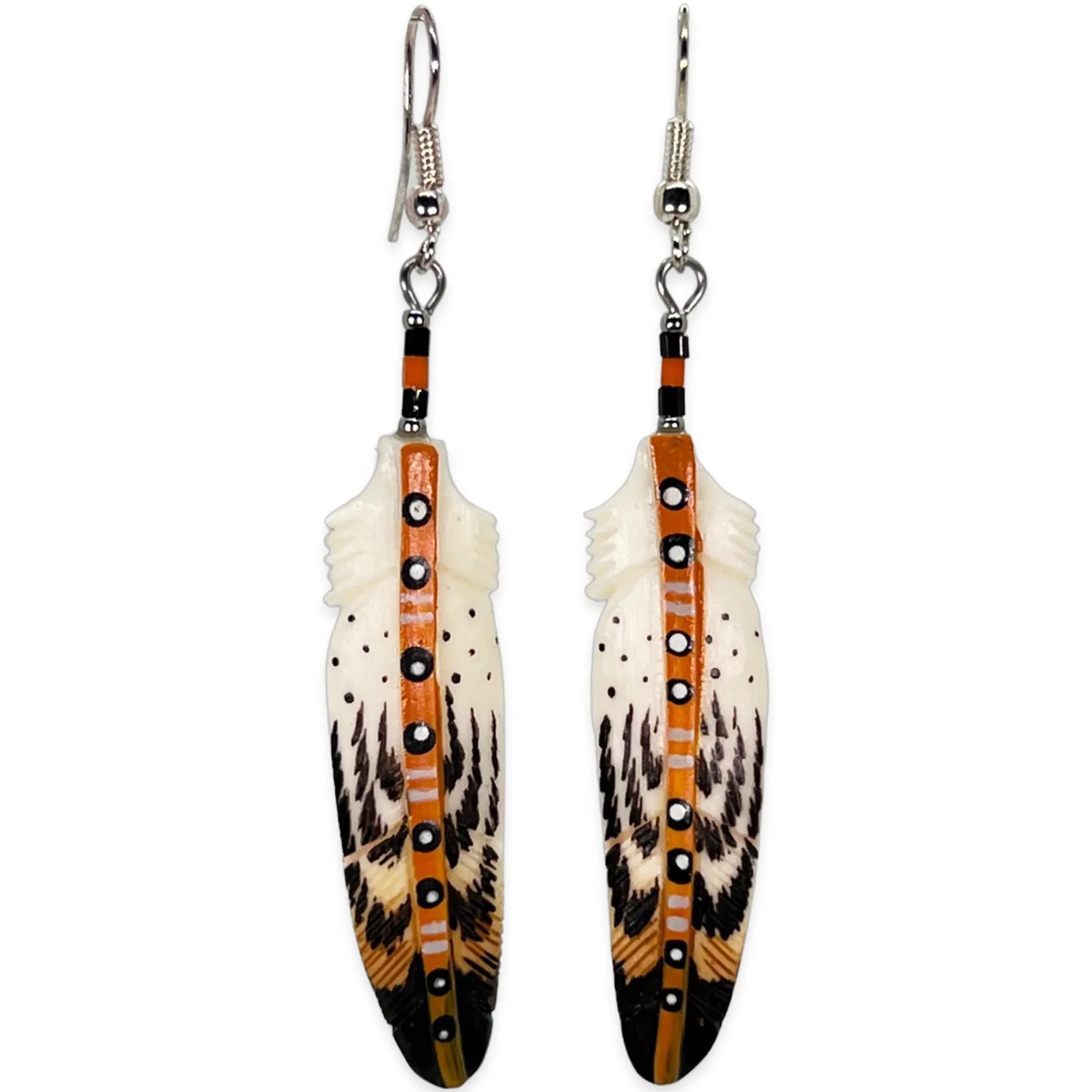 Feather - Carved Bone Earrings