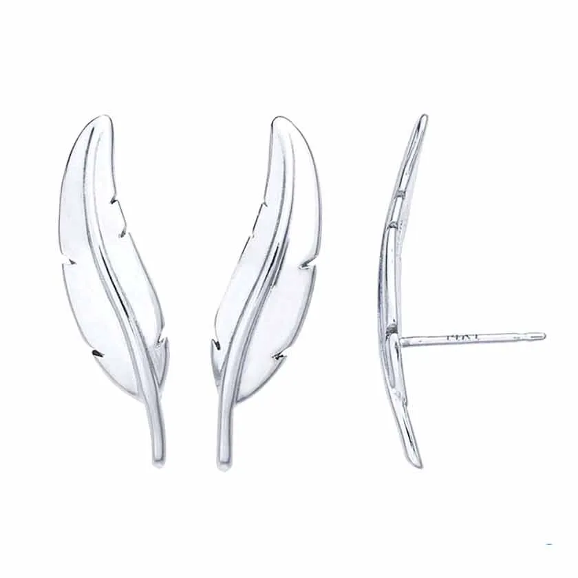 Feather Climber Post Earrings