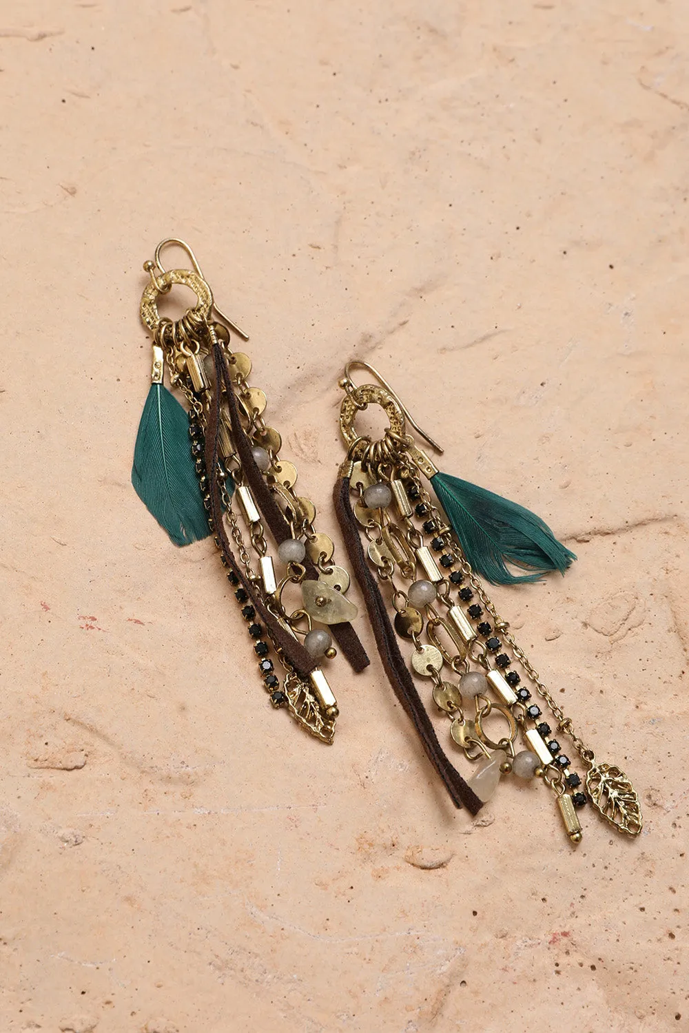 Feather Combo Dangling Earrings