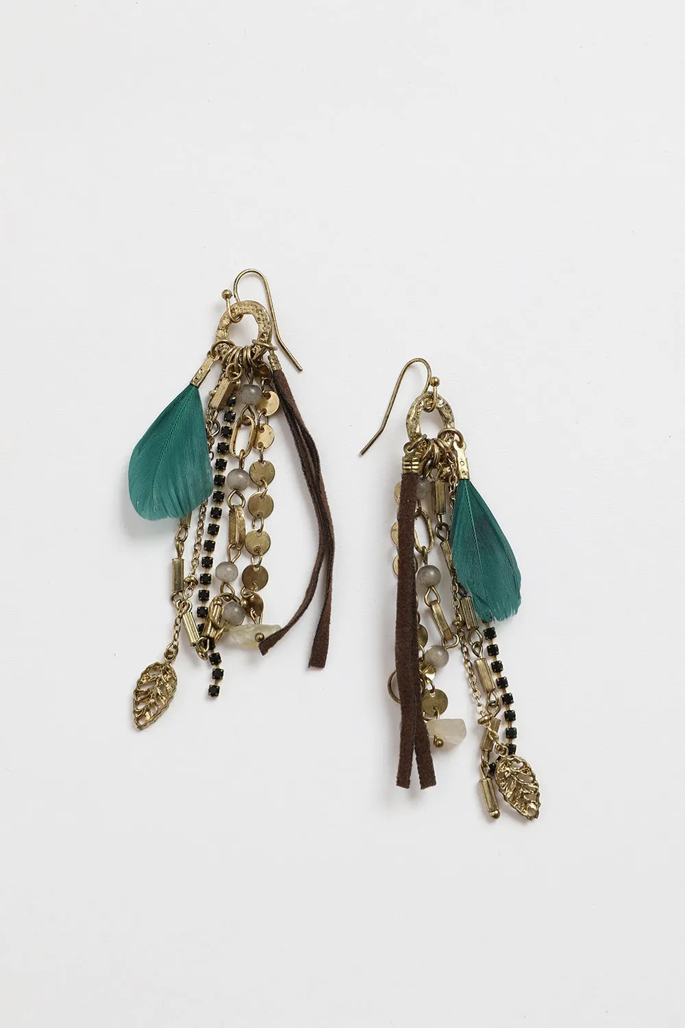 Feather Combo Dangling Earrings