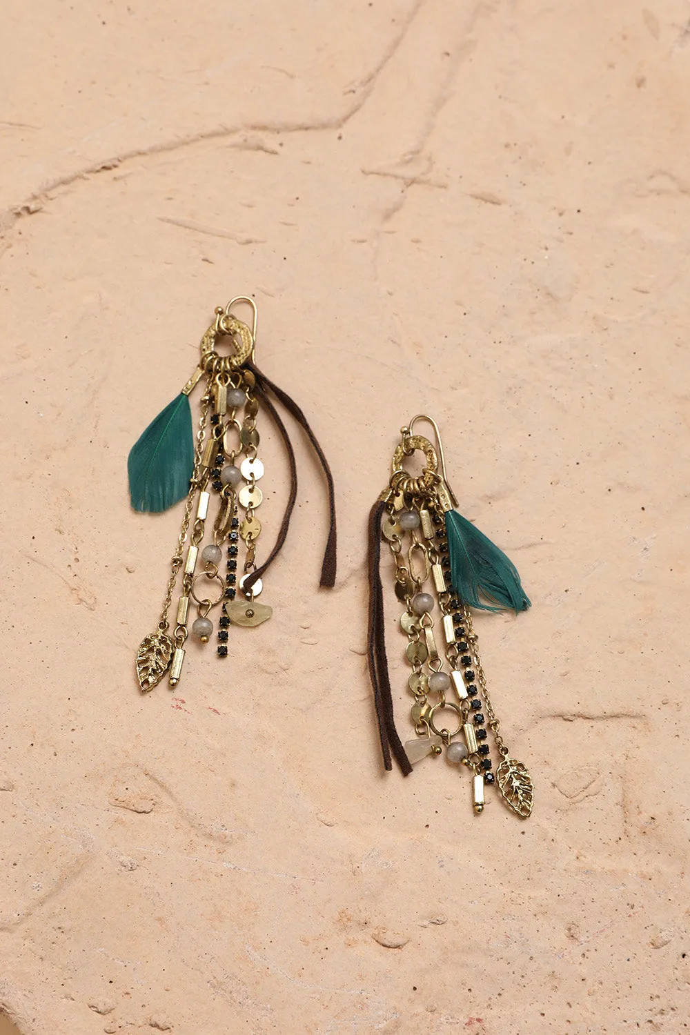 Feather Combo Dangling Earrings