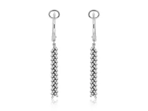 Feather Design Diamond Dangle Earrings