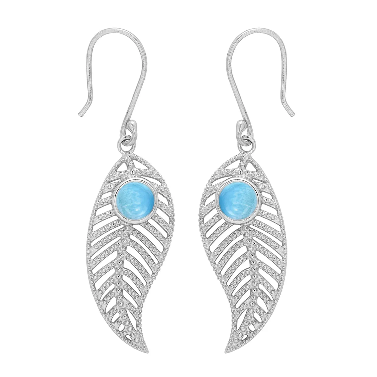 Feather Design Round Shape Multi Choice Gemstone 925 Sterling Silver Earring