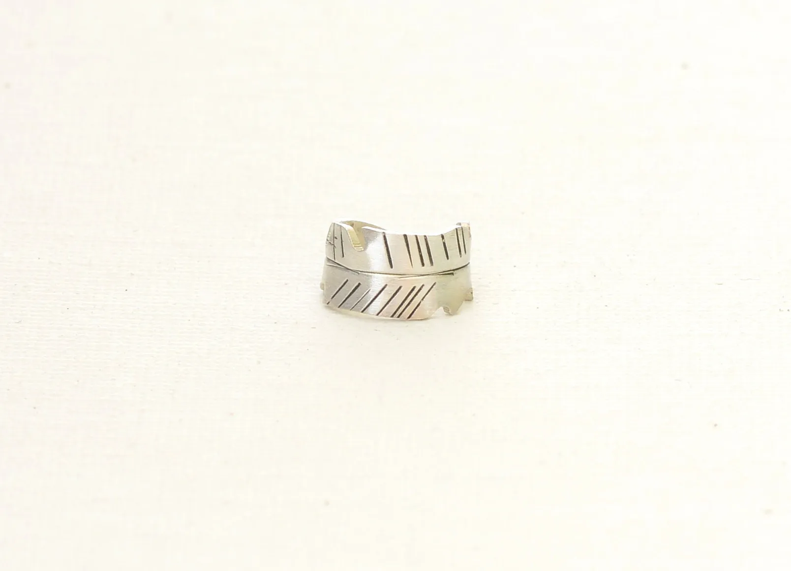 Feather Ear Cuff with artisan inspiration and engraved details