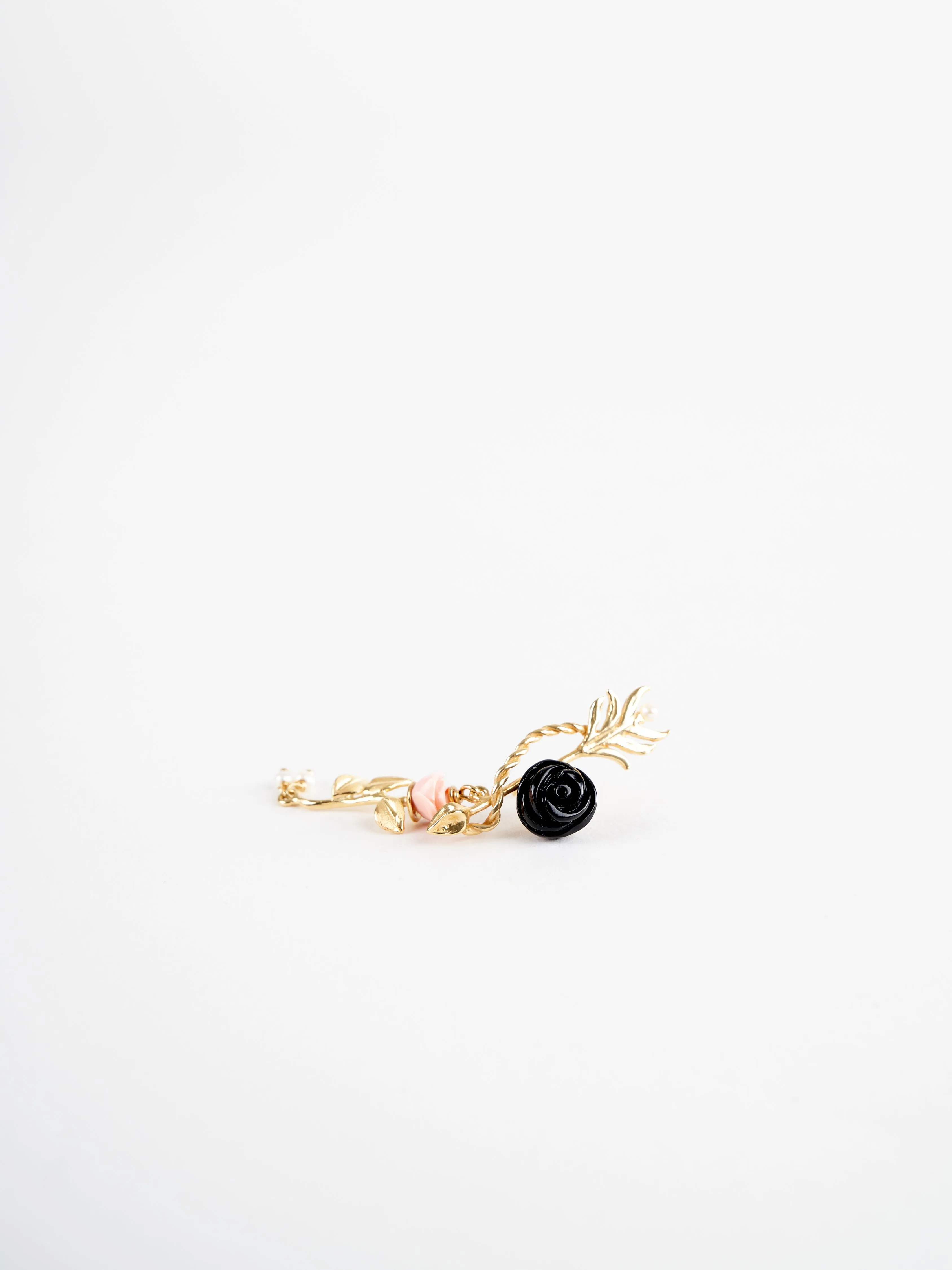 feather earring - black/pink