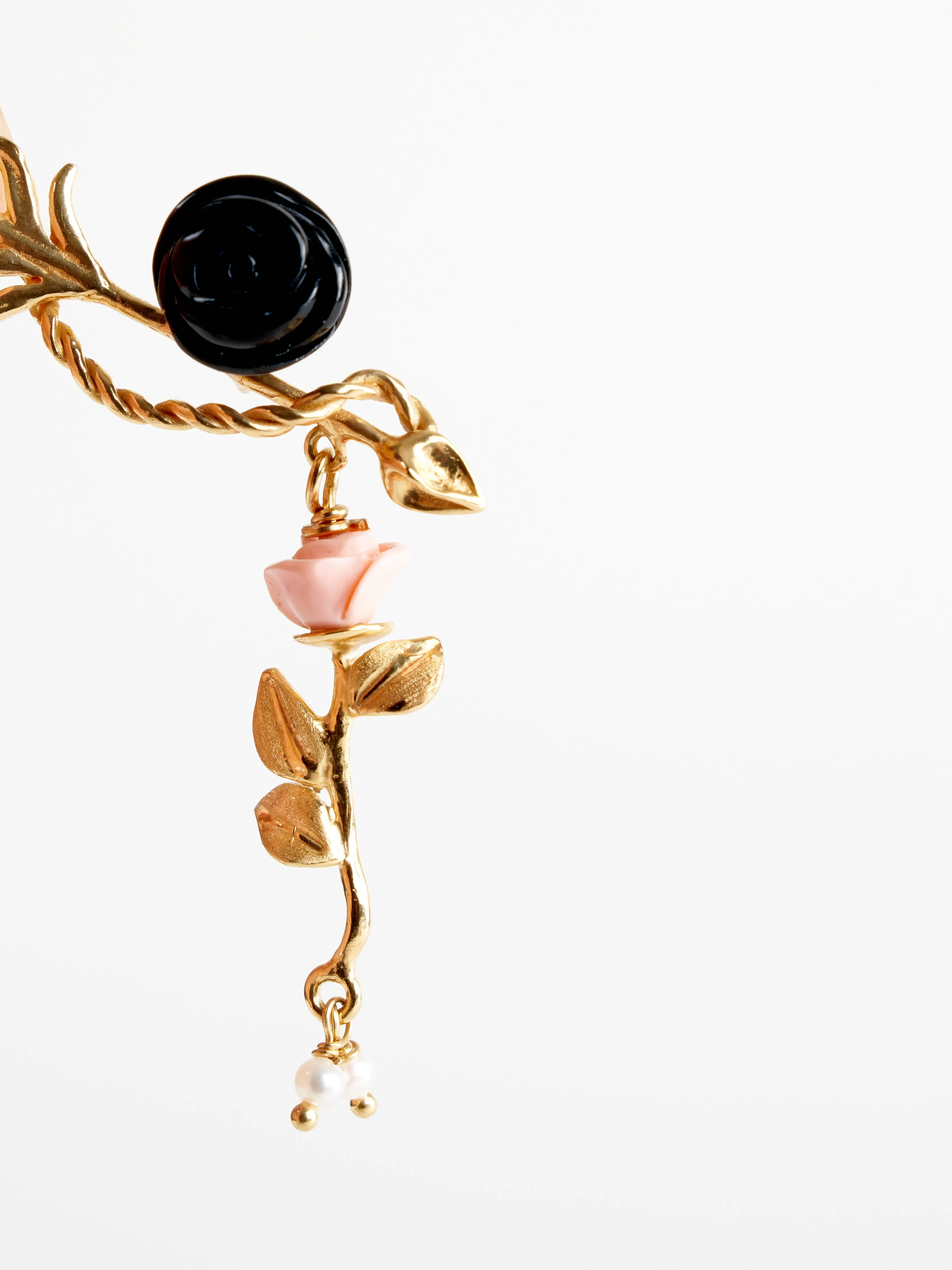 feather earring - black/pink