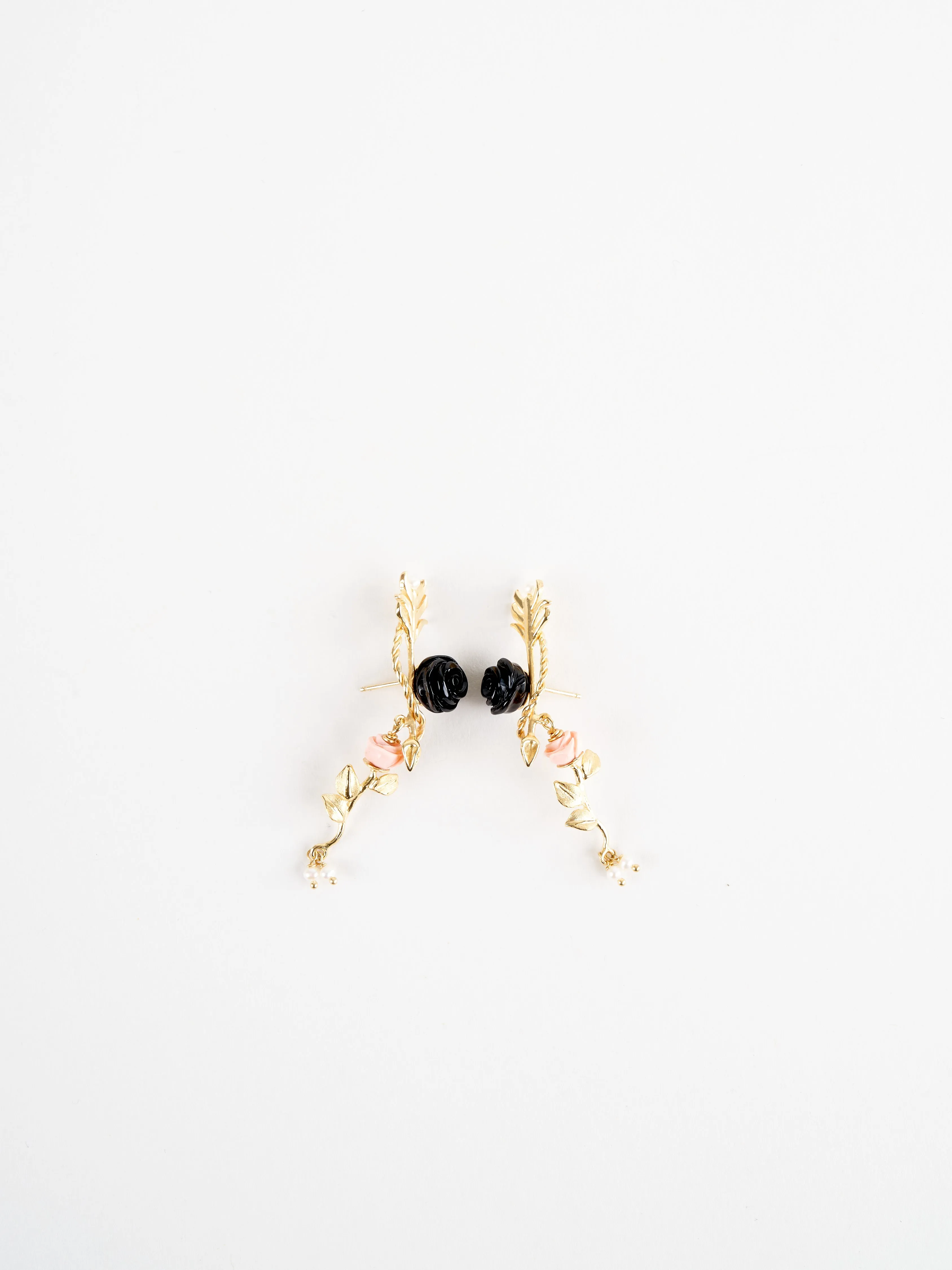 feather earring - black/pink