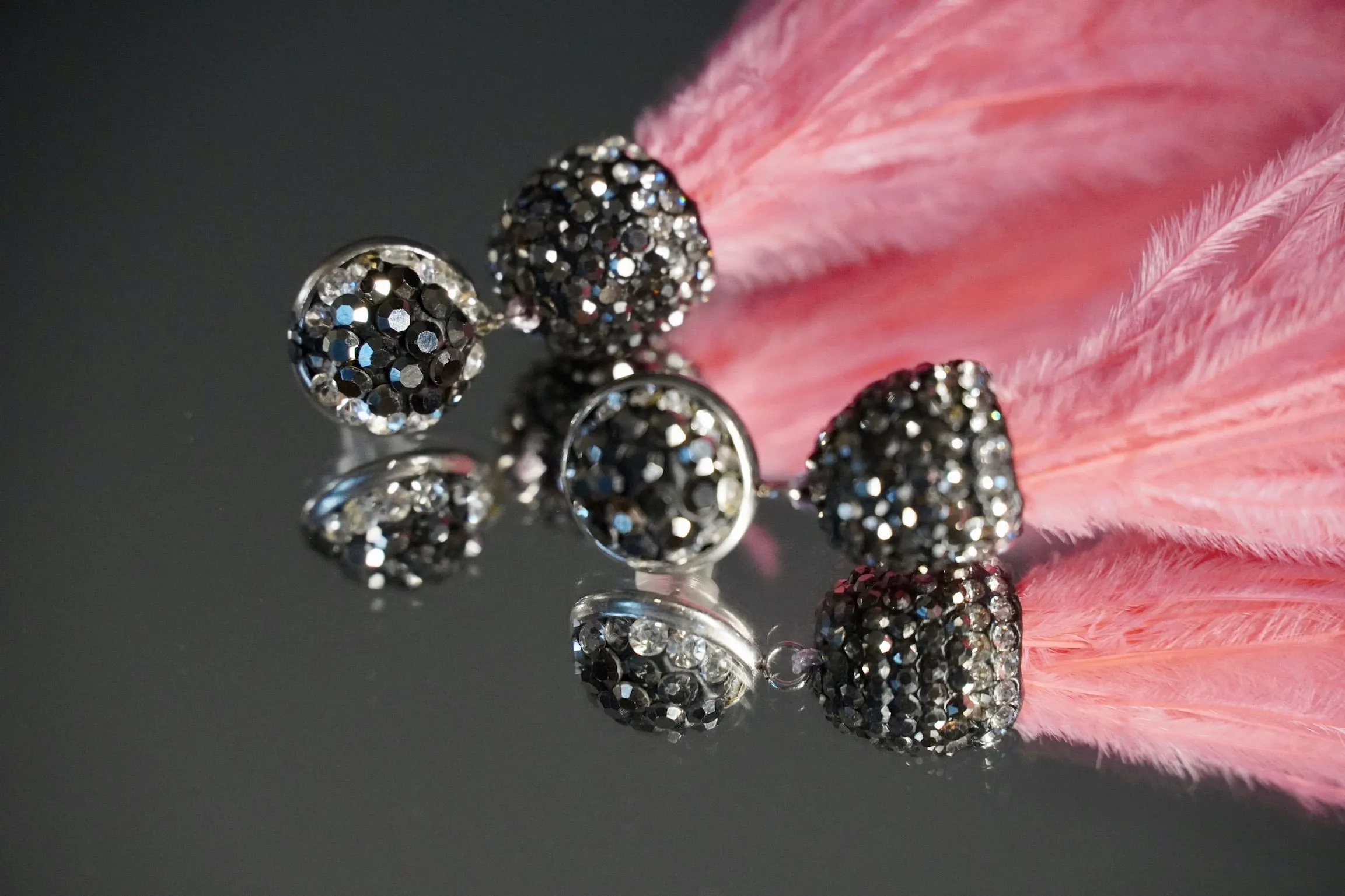 Feather Earrings Embellished with Pave Crystals 240-03 | Erika Williner Designs