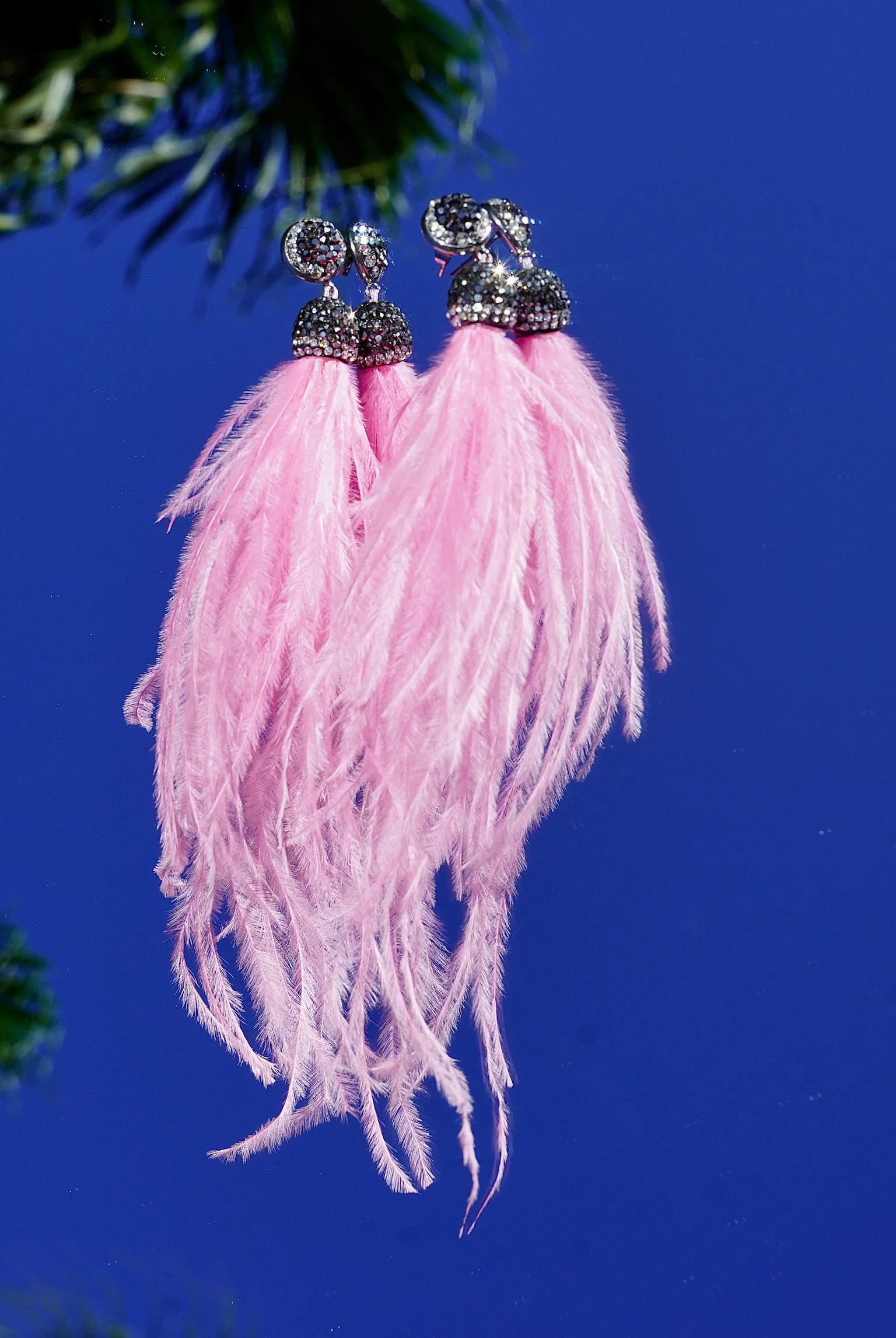 Feather Earrings Embellished with Pave Crystals 240-03 | Erika Williner Designs