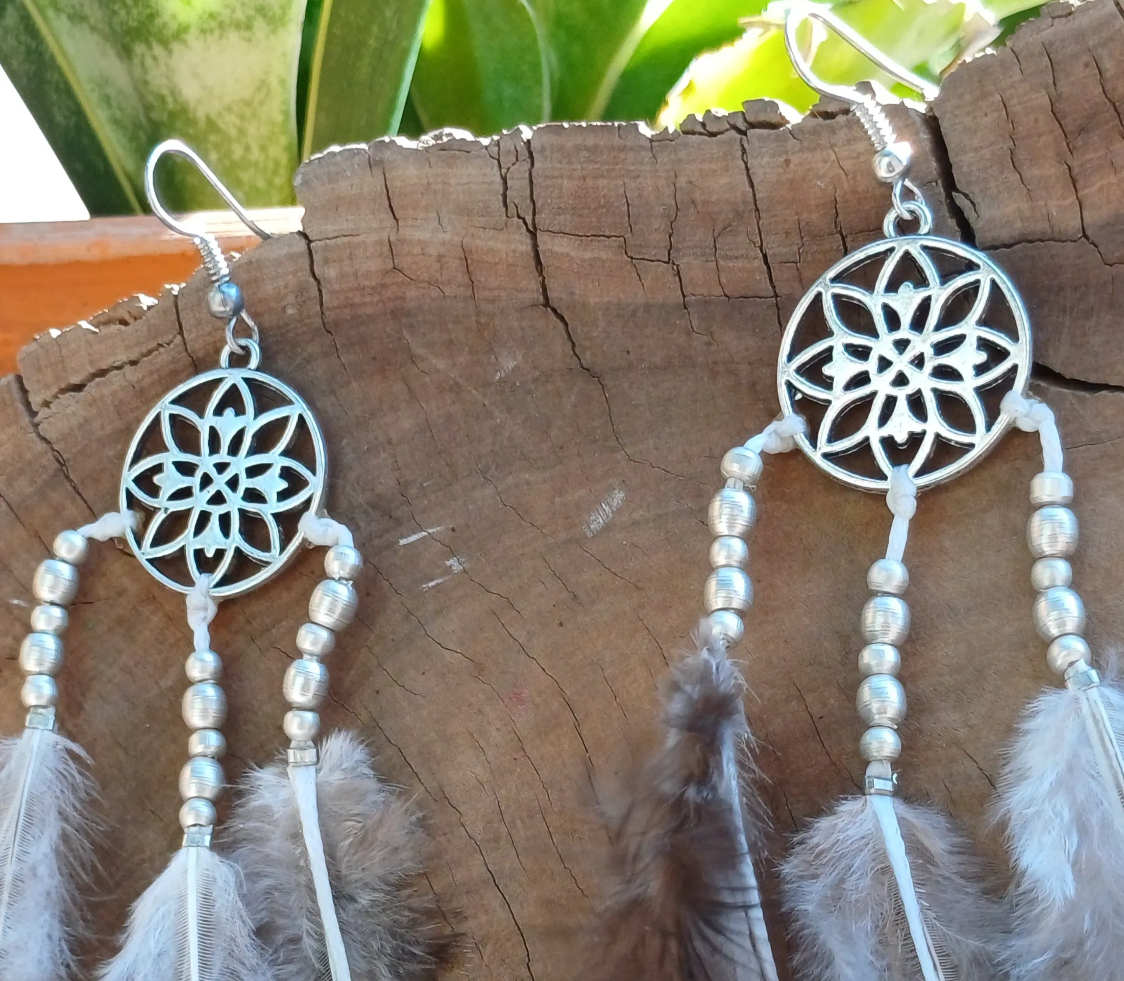 Feather Earrings With Charms