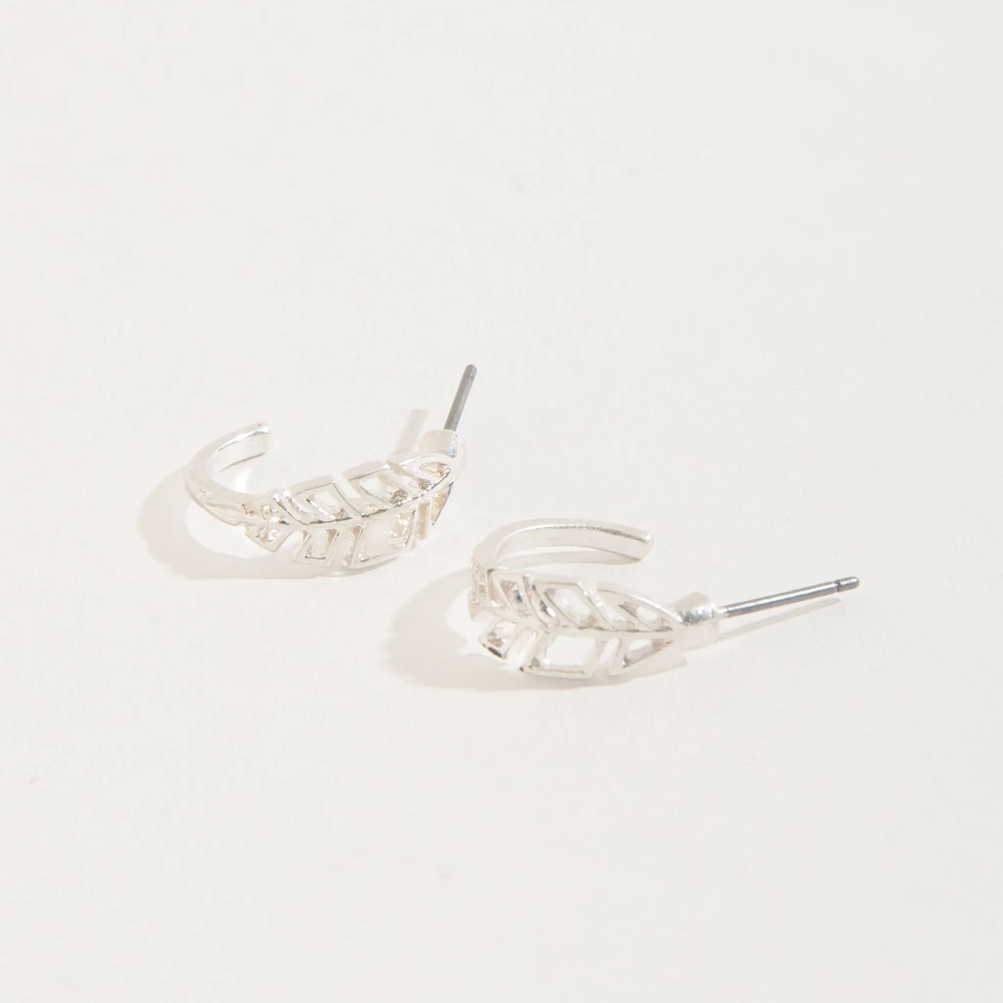 Feather Hoop Stud Buds Earrings