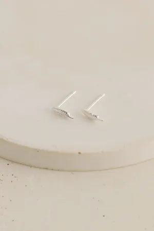 Feather Stud Earrings Silver