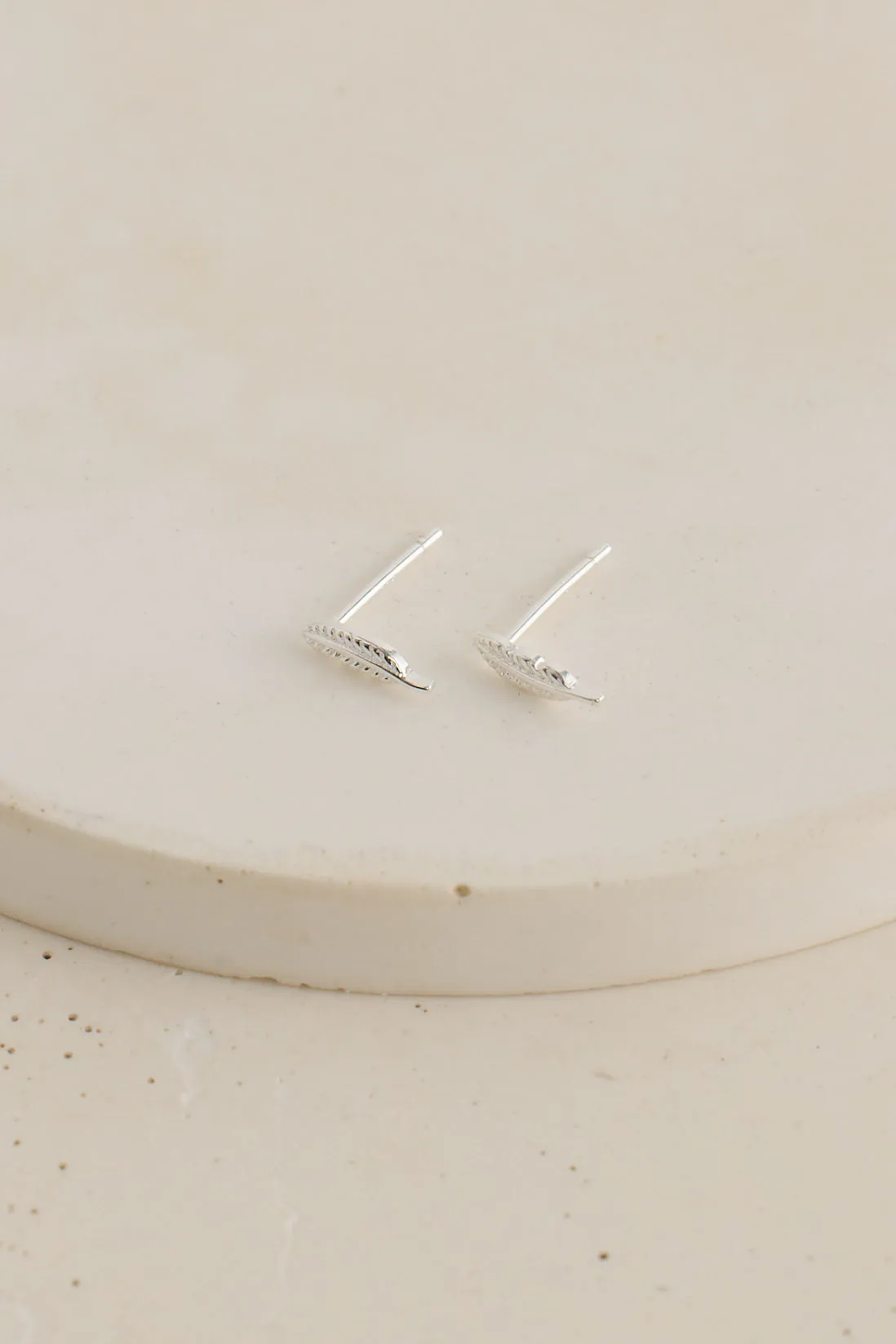 Feather Stud Earrings Silver